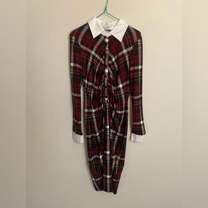 Venus | Plaid collard button up dress